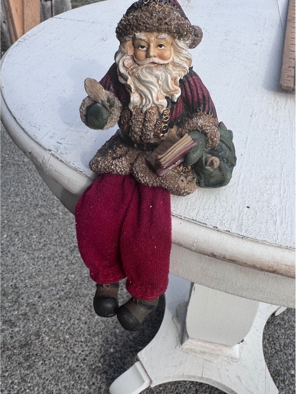 TJ Collections Transpac Santa Shelf Sitter C8277 Resin Fabric Christmas Decor